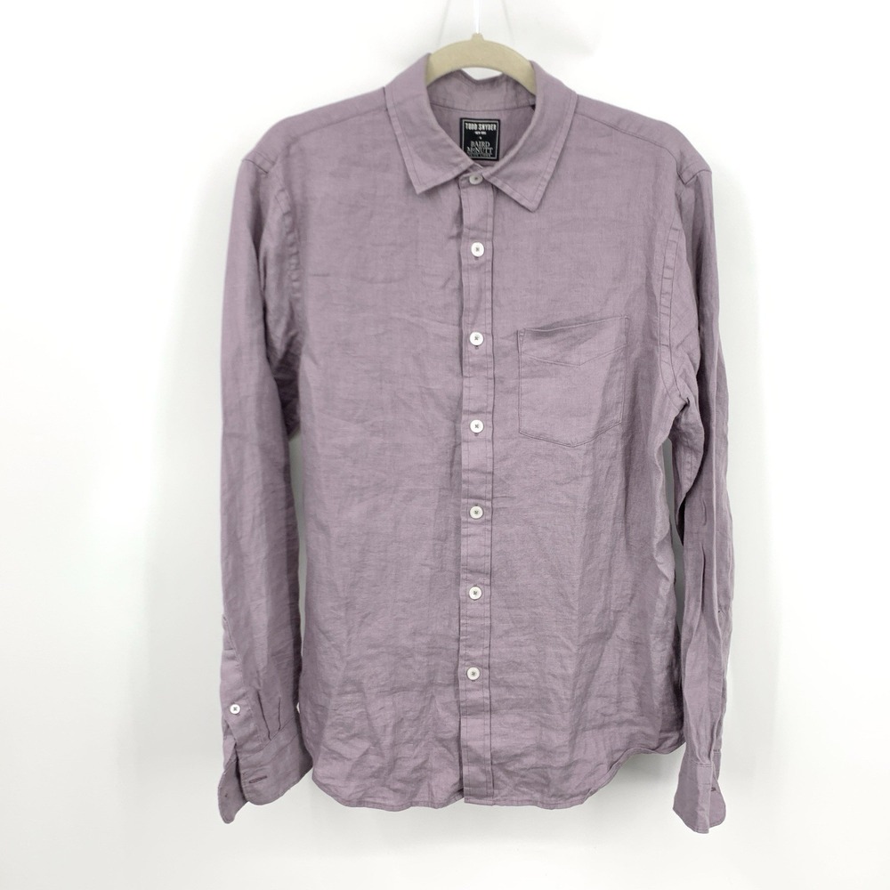 Todd Snyder Men Size Medium Shirt Baird McNutt Irish Linen Purple Top Button